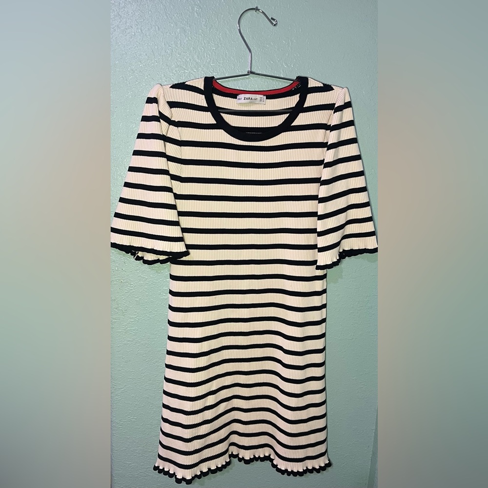 Zara Black and White Striped Dress